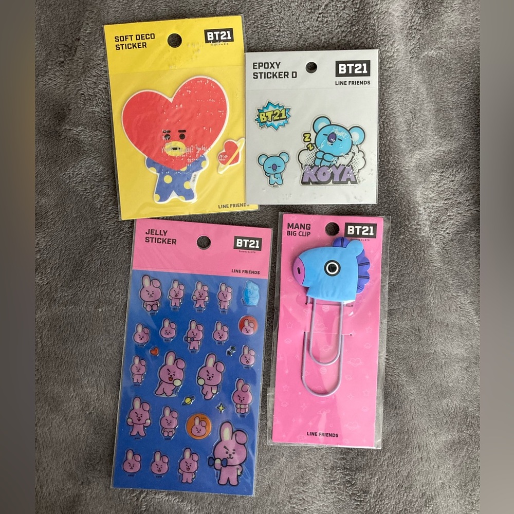 BT21 stickers and Mang big paper clip Line Friends BTS K-Pop